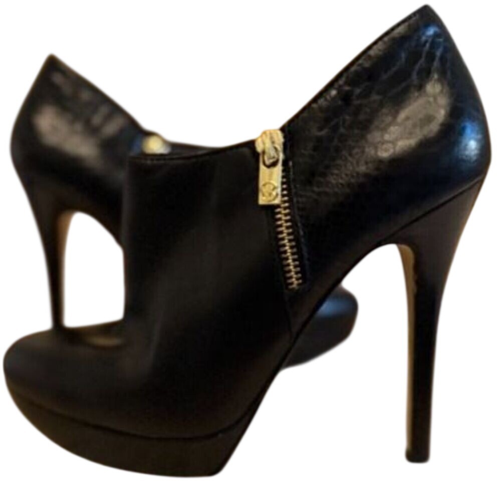 Michael Kors Black Python Embossed Leather York Bootie Size 9